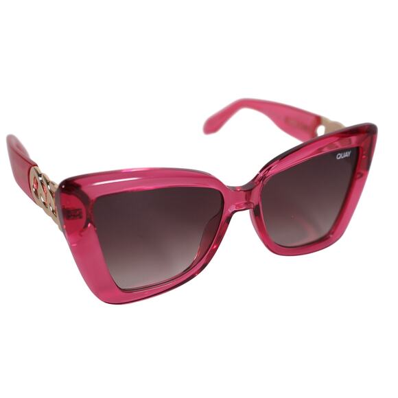 Quay Australia CHAIN REACTION Oversized Butterfly Sunglasses - Pink / Brown-NWT - Picture 4 of 7